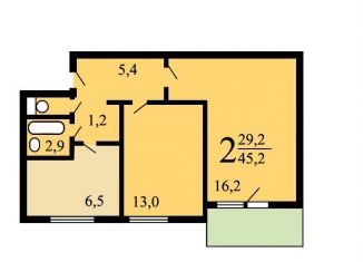 Продается 2-ком. квартира, 45.2 м2, Москва, Ташкентская улица, 12/20, метро Юго-Восточная