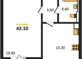 1-комнатная квартира на продажу, 42.1 м2, Воронеж, улица Загоровского, 13к2