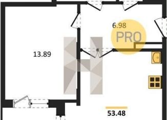 Продажа 1-комнатной квартиры, 53.5 м2, Воронеж, улица Фёдора Тютчева, 105