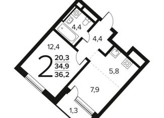 Продажа двухкомнатной квартиры, 36.2 м2, поселение Десёновское