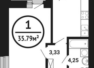 Продается однокомнатная квартира, 35.8 м2, Уфа, ЖК Цветы Башкирии