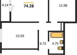 3-ком. квартира на продажу, 74.3 м2, Новосибирск, улица Авиастроителей, 3/1