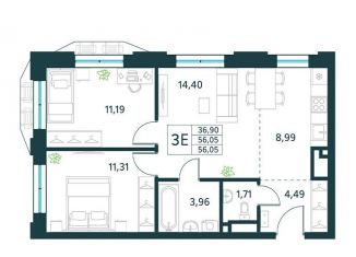 Продажа 3-ком. квартиры, 56.1 м2, Москва, метро Выхино