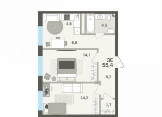 Продается трехкомнатная квартира, 55.4 м2, Пермский край