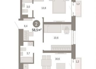 Продаю 2-комнатную квартиру, 58.5 м2, Москва, ВАО