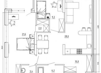 Продам трехкомнатную квартиру, 86.3 м2, Кемерово