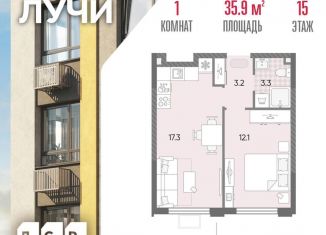 Продам 1-комнатную квартиру, 35.9 м2, Москва, метро Новопеределкино