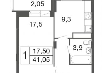 Однокомнатная квартира на продажу, 41.1 м2, Московская область, Пролетарский тупик, 1