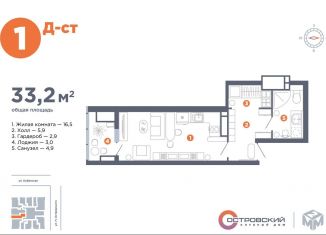 Продам квартиру студию, 33.2 м2, Астрахань, Советский район, улица Николая Островского, 128В