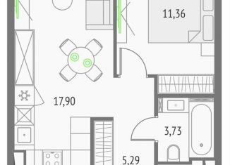 Однокомнатная квартира на продажу, 38.3 м2, Москва, метро Бутырская