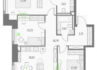 3-ком. квартира на продажу, 85.8 м2, Москва, метро Бутырская