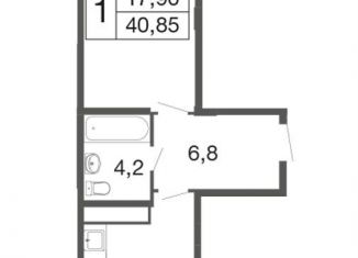 Однокомнатная квартира на продажу, 40.9 м2, Московская область, Пролетарский тупик, 1