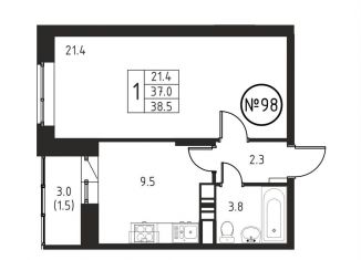 Продается однокомнатная квартира, 38.5 м2, Московская область