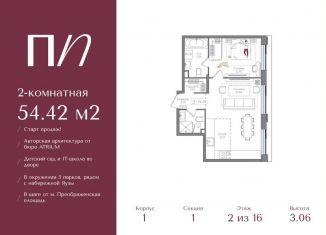 Продаю 2-комнатную квартиру, 54.4 м2, Москва, метро Электрозаводская