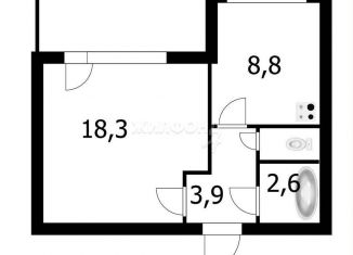 Продается однокомнатная квартира, 34.6 м2, Новосибирск, Кировский район, улица Виктора Уса, 3