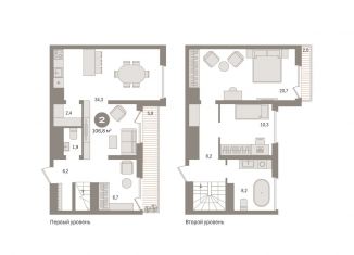 Продается 2-комнатная квартира, 106.8 м2, деревня Сапроново, жилой комплекс Первый Квартал, 6