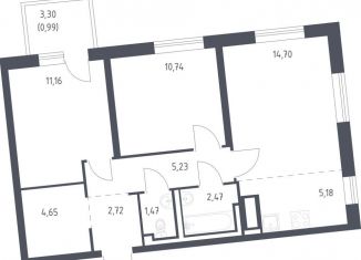 Продажа 2-комнатной квартиры, 59.3 м2, Ленинградская область