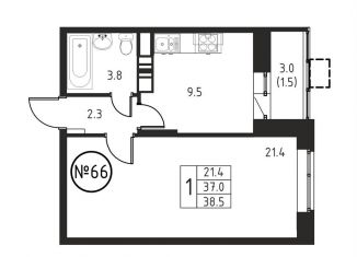 Продается 1-ком. квартира, 38.5 м2, Московская область