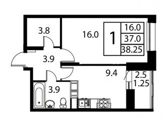 1-ком. квартира на продажу, 38.3 м2, Московская область