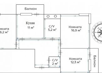 3-комнатная квартира на продажу, 79.8 м2, Москва, Сельскохозяйственная улица, 38к1, ЖК Лайф-Ботанический Сад 2