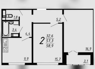 Продаю 2-комнатную квартиру, 58.9 м2, Воронеж, улица Шишкова, 140Б/6