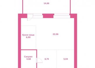 Продается квартира студия, 59.2 м2, рабочий посёлок Кольцово, автодорога № 11