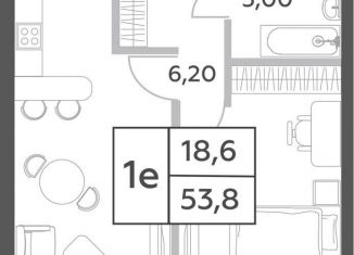 2-комнатная квартира на продажу, 53.8 м2, Москва, район Раменки, проспект Генерала Дорохова, вл1к1