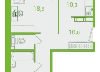 Продажа 2-ком. квартиры, 60.1 м2, Томск