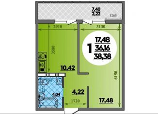 Продажа 1-комнатной квартиры, 38.4 м2, Ростов-на-Дону, улица Дмитрия Петрова, 6, ЖК Суворовский