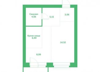 Продам квартиру студию, 46.7 м2, рабочий посёлок Кольцово, автодорога № 11