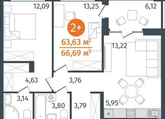 2-комнатная квартира на продажу, 63.6 м2, Тюменская область, улица Тимофея Кармацкого, 17