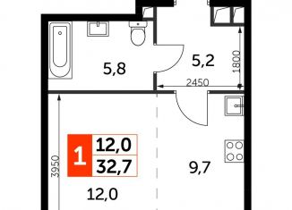 Продается квартира студия, 32.7 м2, Москва, ЖК Сидней Сити, жилой комплекс Сидней Сити, к2/1