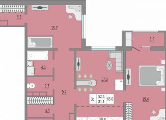 Продажа трехкомнатной квартиры, 82.6 м2, Оренбург, жилой комплекс Геометрия, лит2, ЖК Геометрия