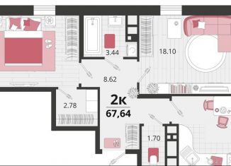 Продам 2-комнатную квартиру, 67.6 м2, посёлок Знаменский