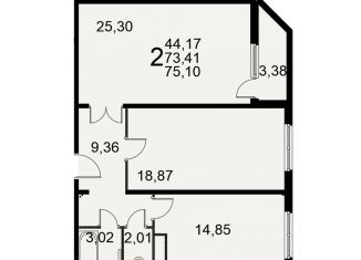 Продаю 2-комнатную квартиру, 75.1 м2, Рязань, улица Баженова, 29Ас