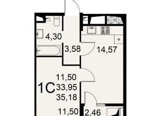Продается 1-комнатная квартира, 35.2 м2, Рязань, Интернациональная улица, 19А, ЖК Легенда