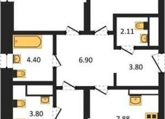 Продам трехкомнатную квартиру, 90.1 м2, Новосибирск, Красный проспект, 167/3, ЖК Расцветай на Красном