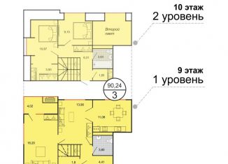 Продается трехкомнатная квартира, 90.2 м2, посёлок Горячеводский