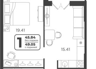 Продам 1-комнатную квартиру, 46.4 м2, Тюмень, Холодильная улица, Центральный округ