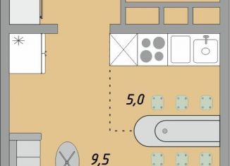 Однокомнатная квартира на продажу, 25.1 м2, Оренбург, ЖК Осенний Лист, жилой комплекс Осенний Лист, 1