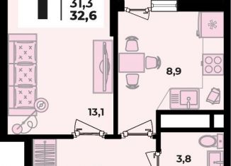 Продам 1-комнатную квартиру, 32.6 м2, аул Новая Адыгея