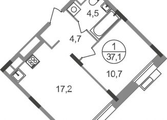 Продается 1-ком. квартира, 37.1 м2, рабочий посёлок Заречье, ЖК Резиденции Сколково