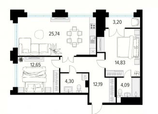 Продам 2-комнатную квартиру, 75.4 м2, Рязань, Железнодорожный район