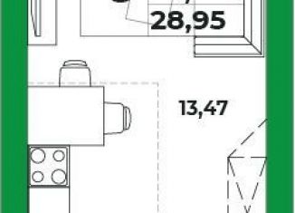 Однокомнатная квартира на продажу, 27.1 м2, село Зубово