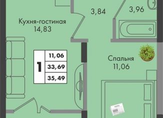 Продается 1-комнатная квартира, 35.5 м2, Краснодар, улица имени Генерала Брусилова, 5лит1.2, Прикубанский округ
