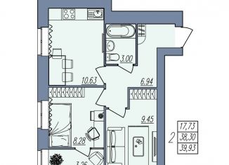 Продам 2-ком. квартиру, 39.9 м2, Волгоград, Тракторозаводский район