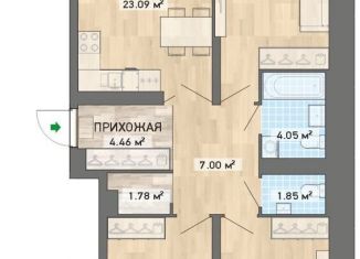 3-комнатная квартира на продажу, 91.1 м2, Екатеринбург, Чкаловский район