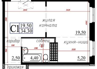 Продаю 1-комнатную квартиру, 34.3 м2, Тюмень, ЖК Тура-2