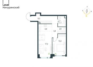 Продается двухкомнатная квартира, 55.1 м2, Москва, жилой комплекс Левел Мичуринский, к1, район Очаково-Матвеевское