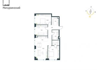 Продается четырехкомнатная квартира, 86 м2, Москва, район Очаково-Матвеевское, жилой комплекс Левел Мичуринский, к5
